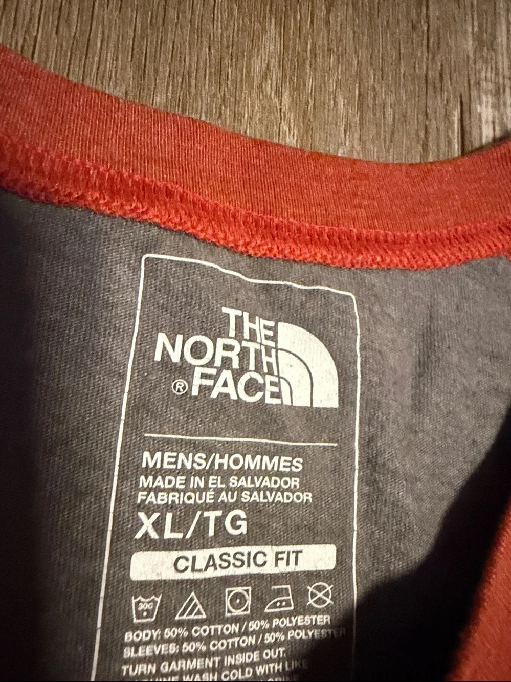 The North Face Gray Body with Orange Raglan Sleeves 'Take A Hike' Shirt